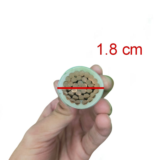 Royu THHN wire 125mm stranded displayed from the end, showing copper strands inside a clear insulation sheath