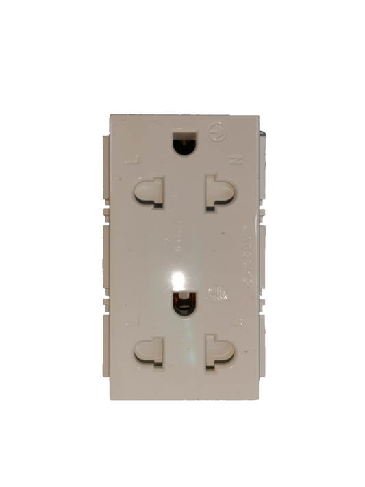 Royu Universal Duplex Outlet with Shutter in white for safe and versatile electrical connections