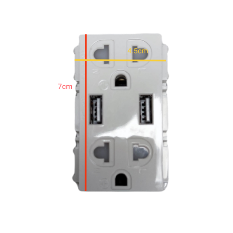 Royu Universal Outlet with Plate 16A 220V white power socket with dual USB ports