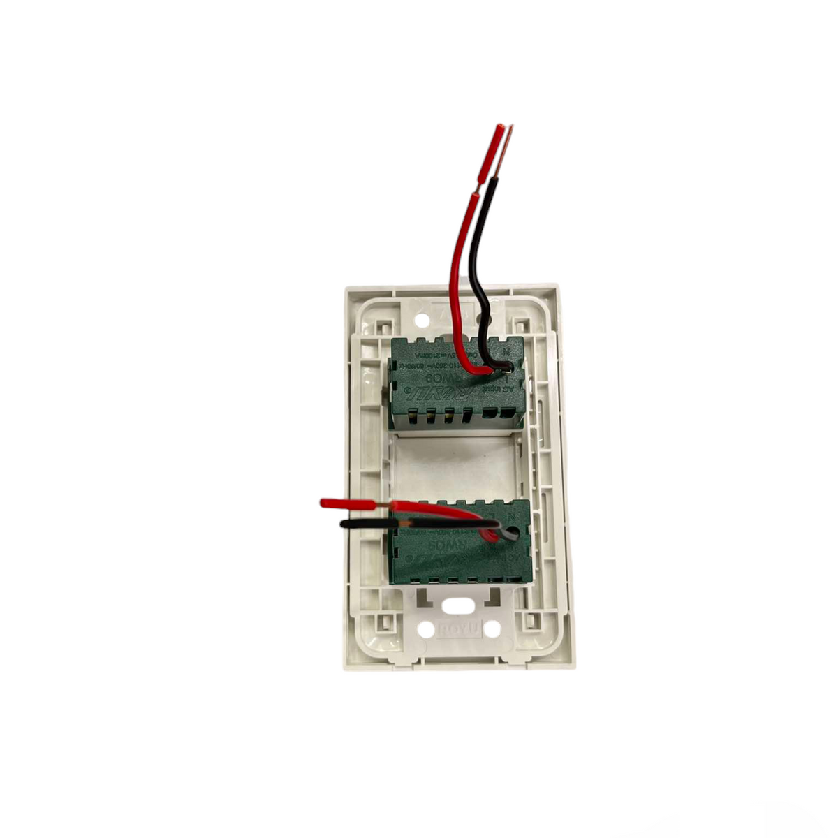 Royu wall charger USB outlet with plate cover showing wiring and internal components