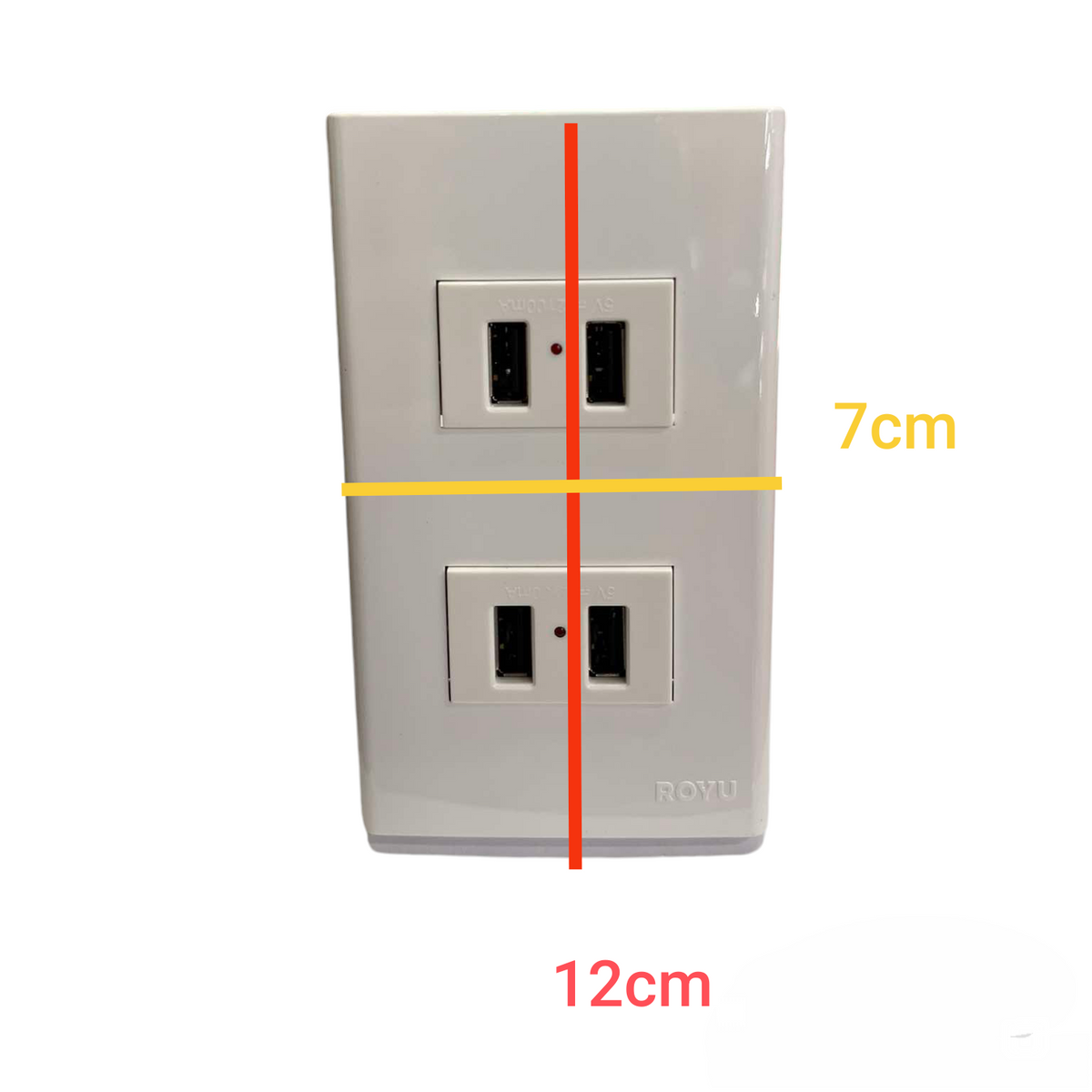 Royu USB Outlet with Plate Cover dual USB charger wall plate in white color