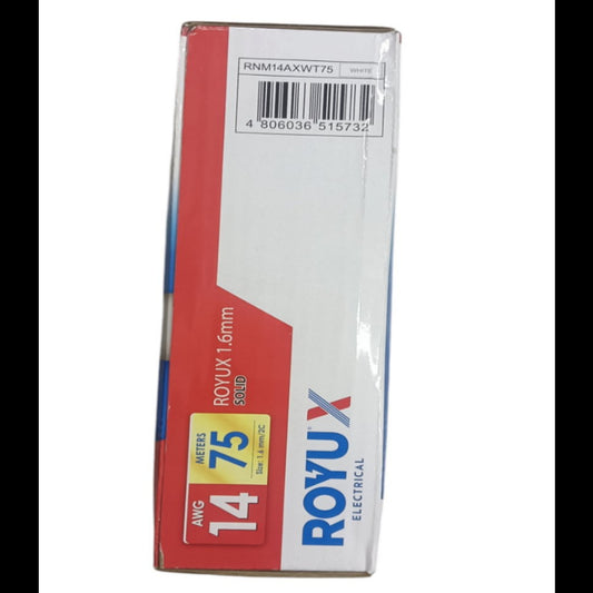 Royu Romex Cable Duplex Flat Solid 2C 75 Meters in a sealed package for electrical projects