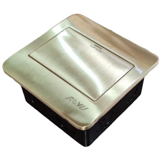 Royu Floor Outlet Fixture Gold For Wide Series with brushed metal finish and flip cover for power access