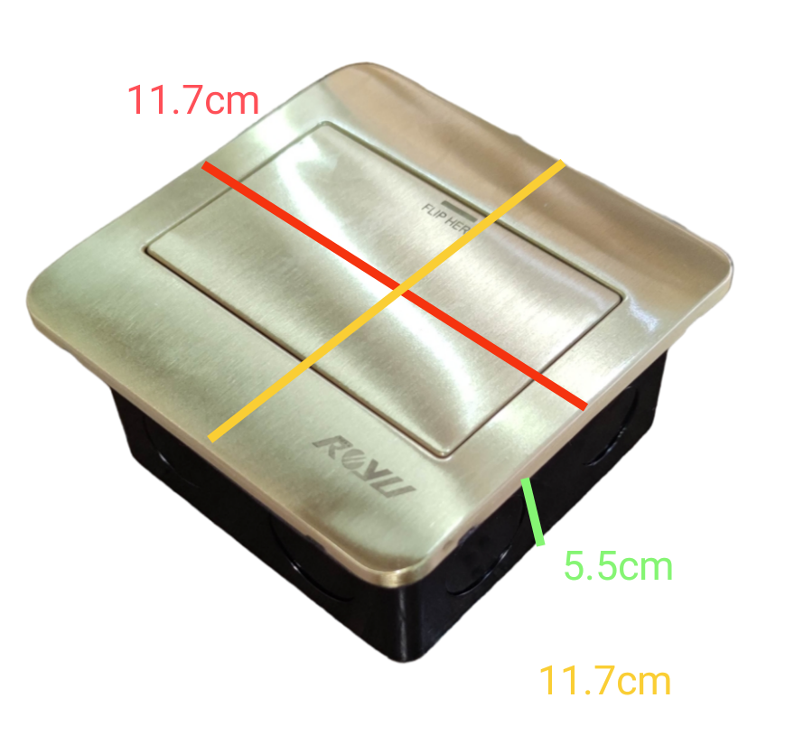 Royu Floor Outlet Fixture Gold For Wide Series with square gold cover and flush mount design