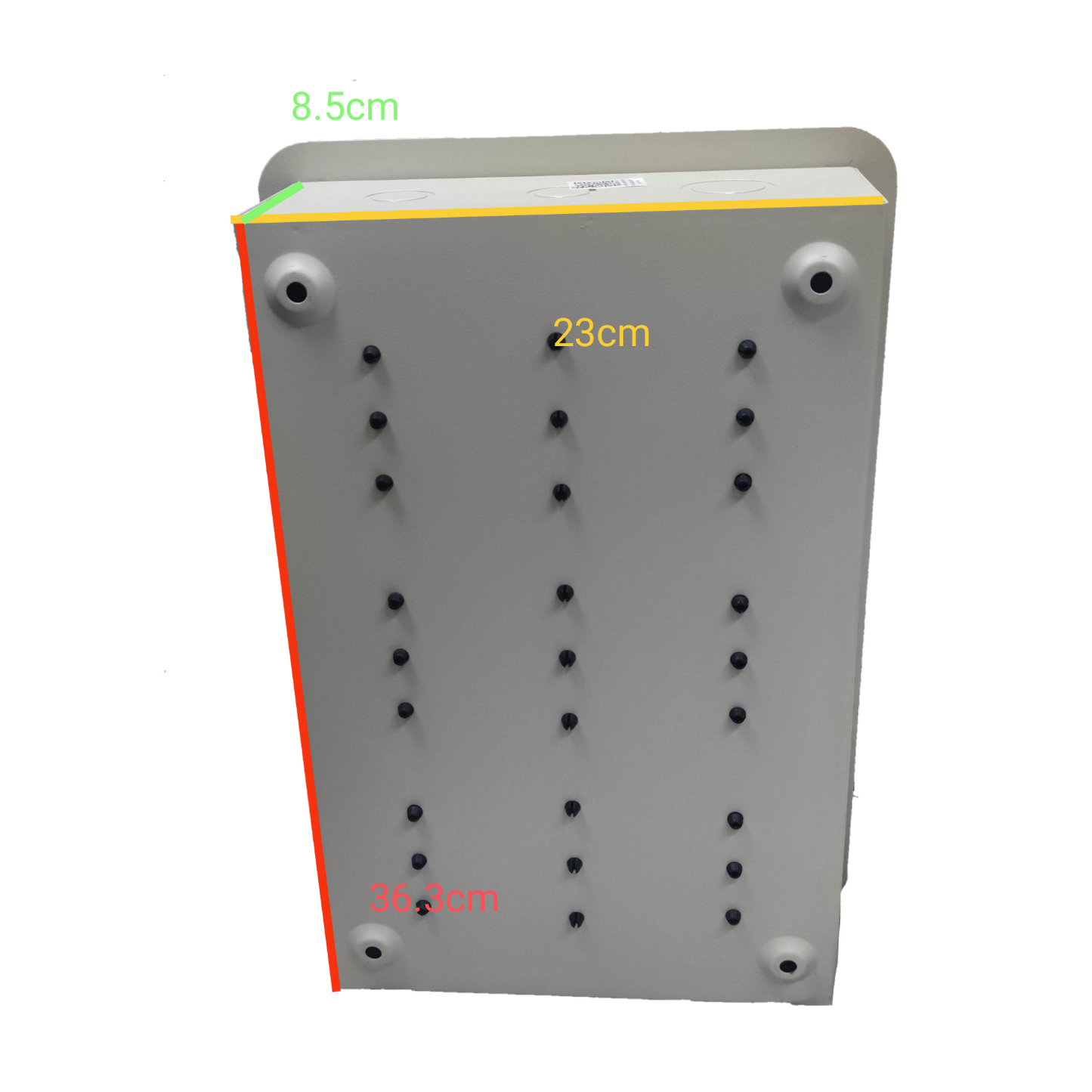 Royu Panel Board 5x5 10 Holes for 2 Pole Plug in electrical component with measurements displayed