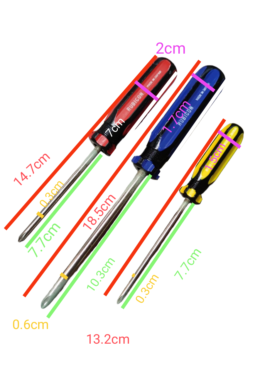 Rubicon Screw Driver Set 2 Flat Head and 3 Philips with ergonomic handles and varied sizes