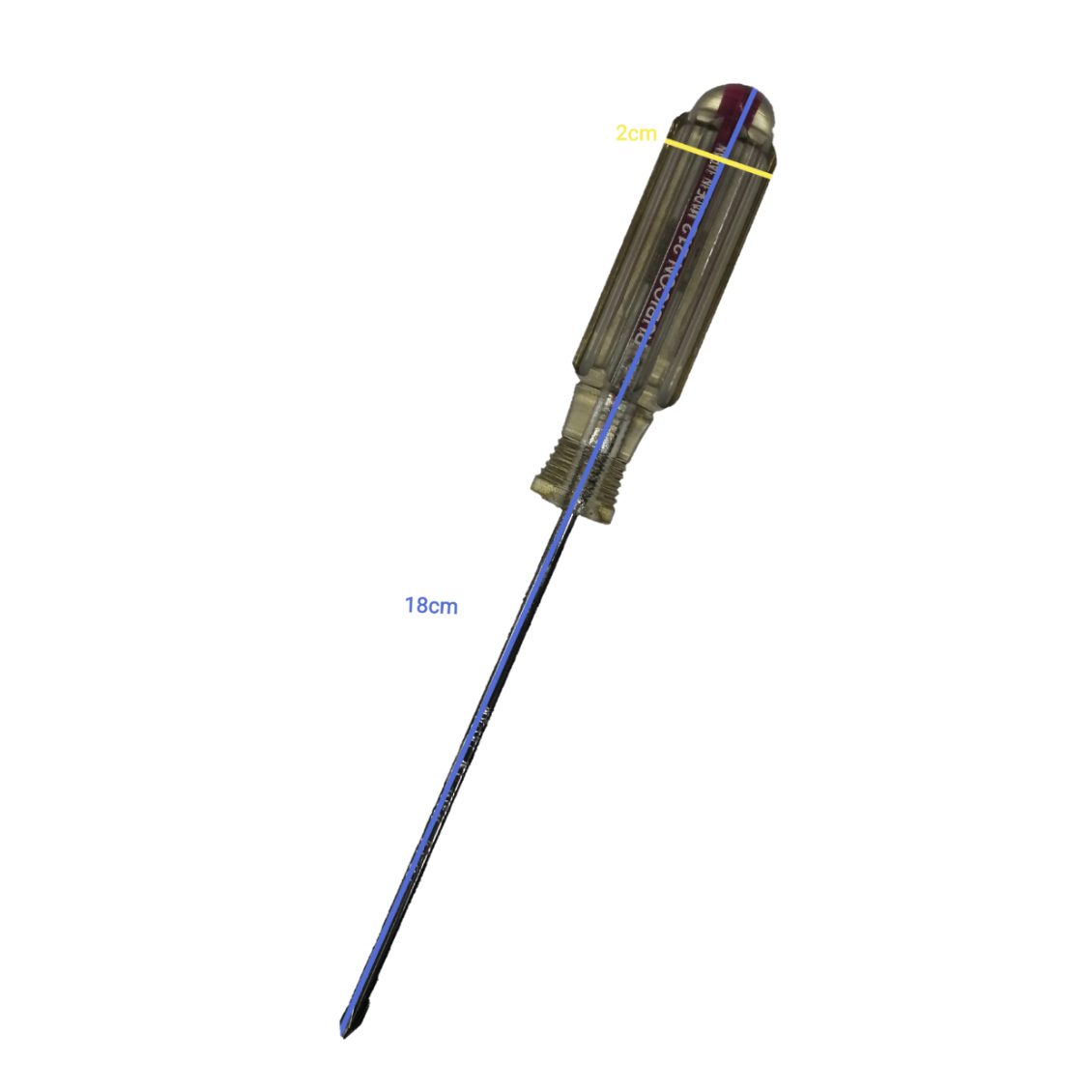Rubicon Philip Screw Driver Rainbow 212 100mm with transparent handle and long metal shaft