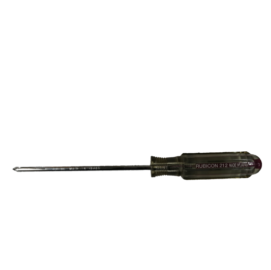 Rubicon Philip Screw Driver Rainbow 212 100mm with clear handle and metal shaft for precision tasks