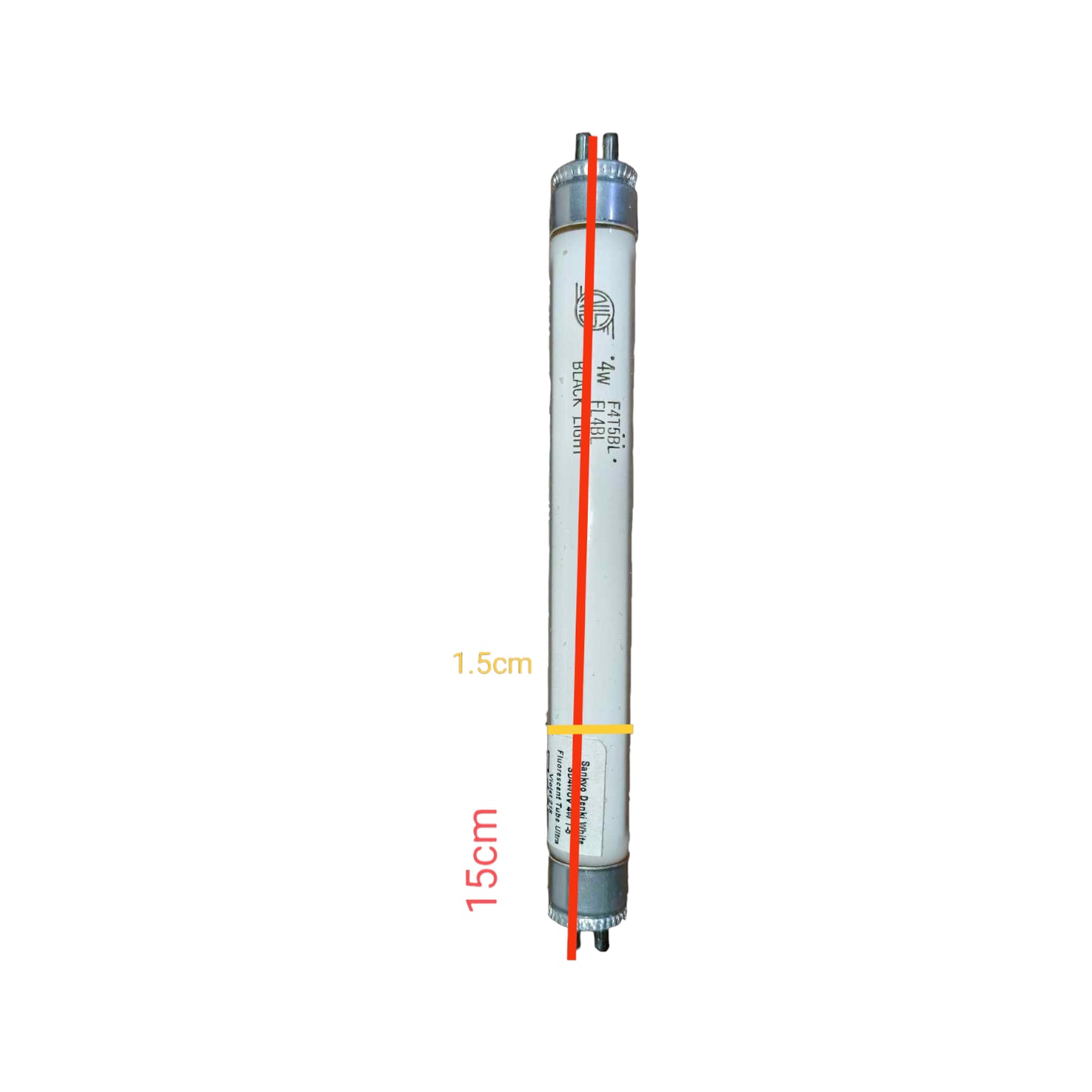 Sankyo Denki 4W T5 Ultraviolet Fluorescent Tube with dimensions of 15cm length and 1.5cm diameter