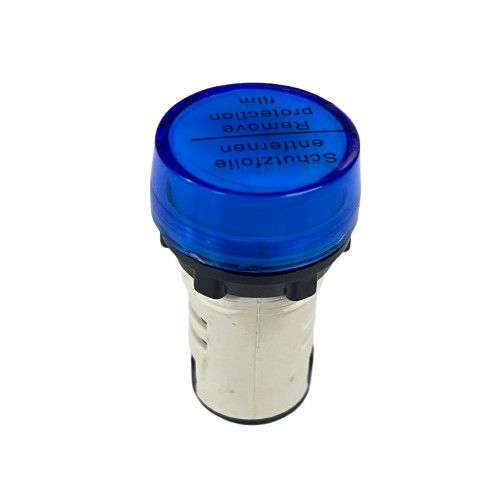 Grippes LED indicator lamp 22mm 24V blue panel mount work light with blue translucent cap and metal housing