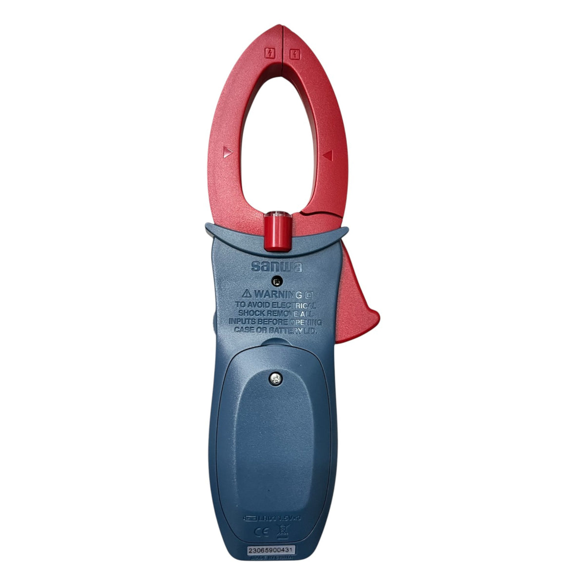 Blue and red clamp meter on a white background Sanwa Digital AC Clamp Meter DCM301 Measure True RMS Method ACA 60A/600A/1000A Made In Japan Electx Electrical SUpply