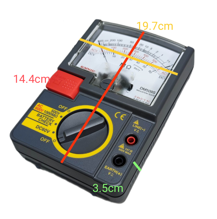 Sanwa Insulation Resistance Tester DM509S with analog display and rotary dial for electrical testing