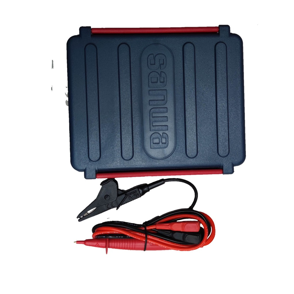 SANWA MG1000 insulation tester 1000V with red and black test leads and blue carrying case