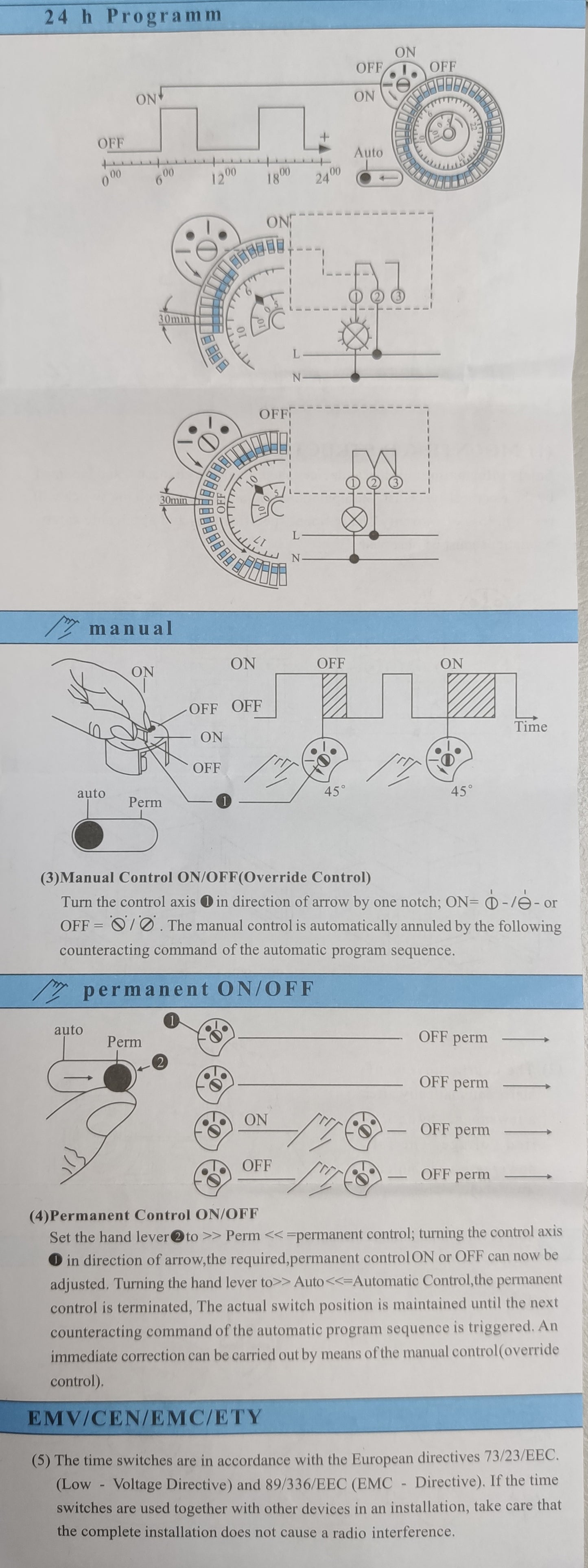 Grippes Timer Switch 24 Hour Mechanical wiring and operation manual diagram for power points switches and plugs