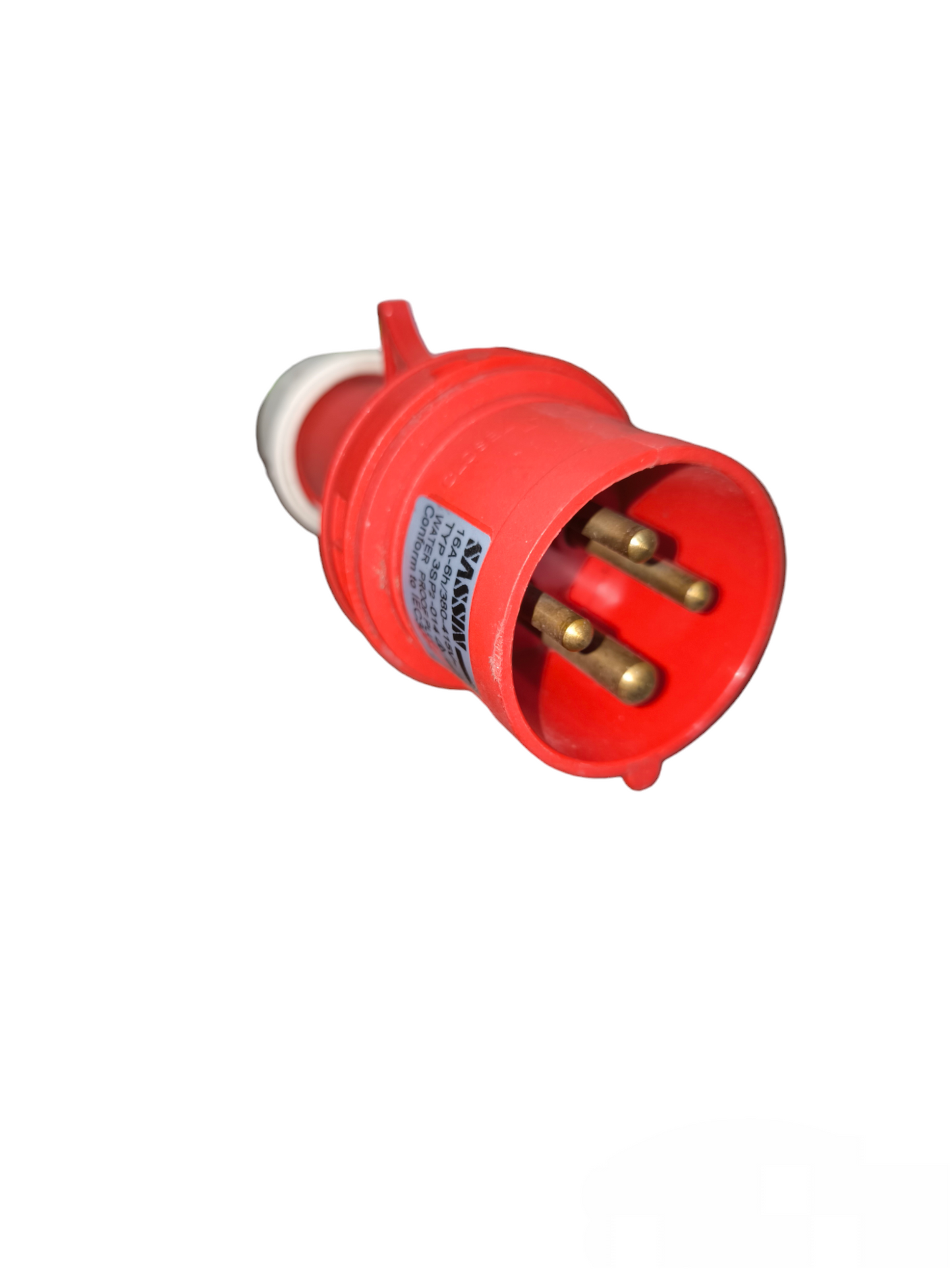 Sassin 16A Industrial Plug red electrical connector with three brass pins for heavy-duty use