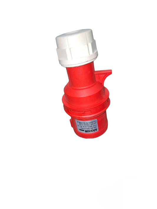 Sassin 16A Industrial Plug in red and white for heavy-duty electrical connections