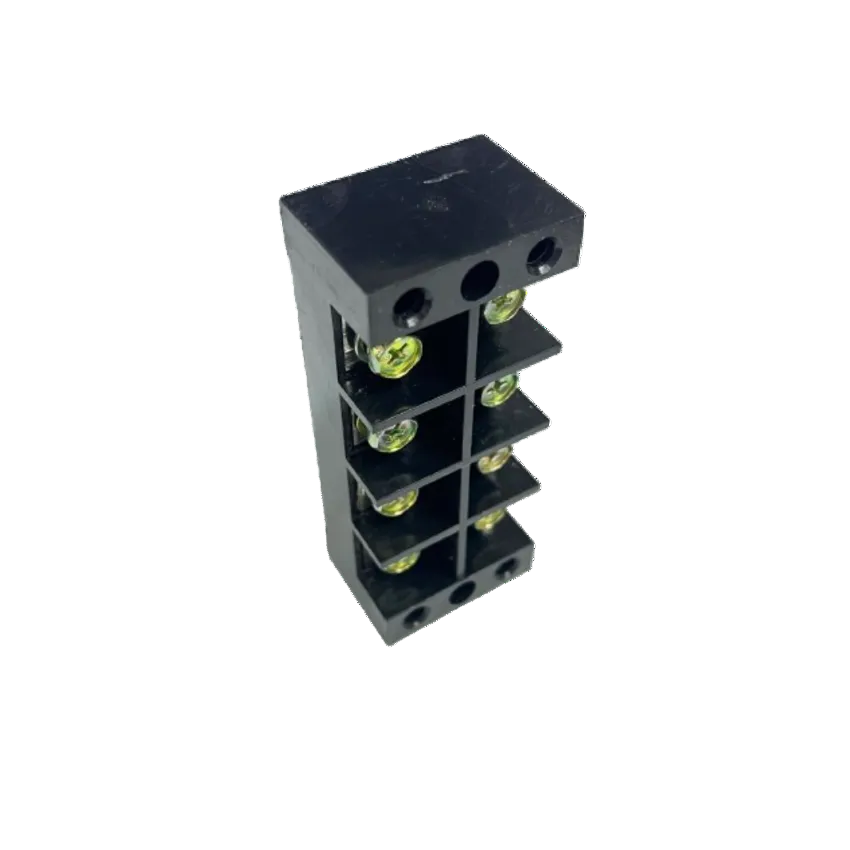 Grippes Sassin 100A 4 Pairs Terminal Block black plastic eight screw brass terminals for wiring