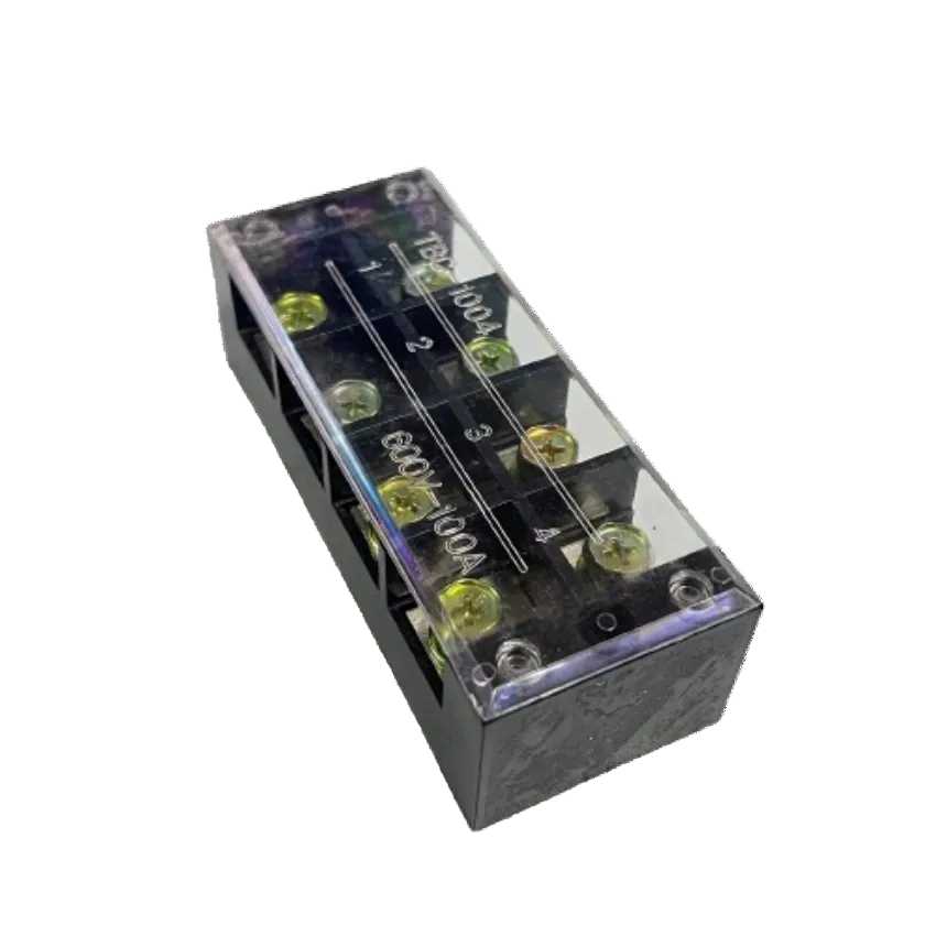 Grippes Sassin 100A 4 Pairs Terminal Block clear plastic cover metal base four screw terminals for wiring