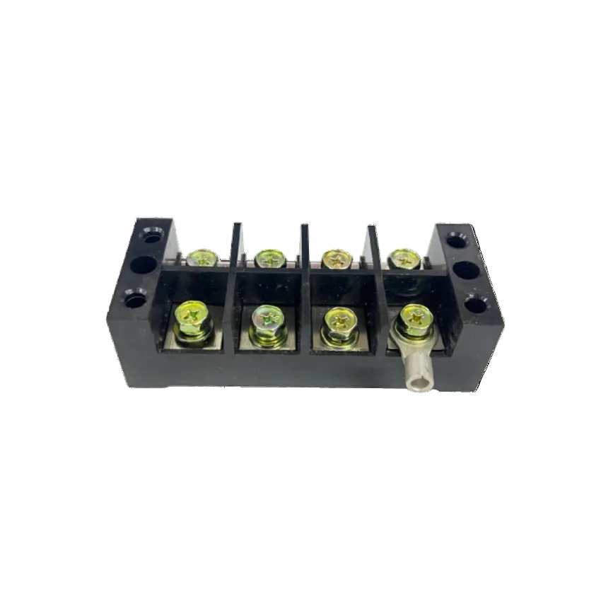 Grippes Sassin 100A 4 Pairs Terminal Block black 4 pair screw terminal with brass screws and mounting holes