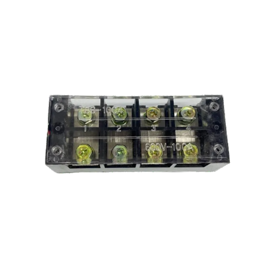Grippes Sassin 100A 4 Pairs Terminal Block clear plastic cover brass screws 4 pair electrical connector
