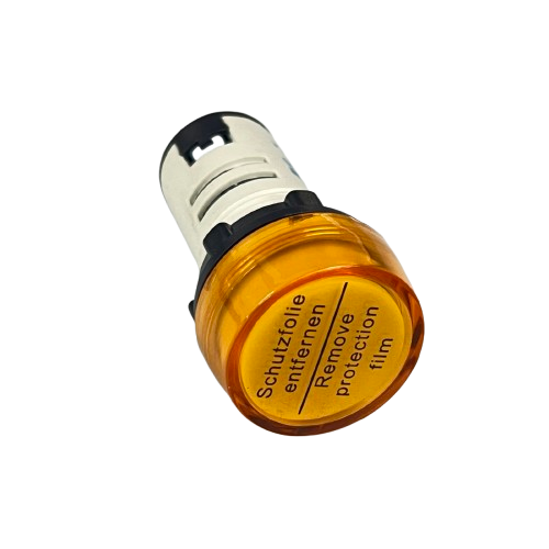 Sassin 22mm LED indicator lamp Yellow amber panel mount indicator with protective film and metal housing