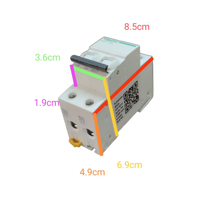 Schneider 16A Miniature Circuit Breaker 6KAIC with dual-pole design and compact dimensions