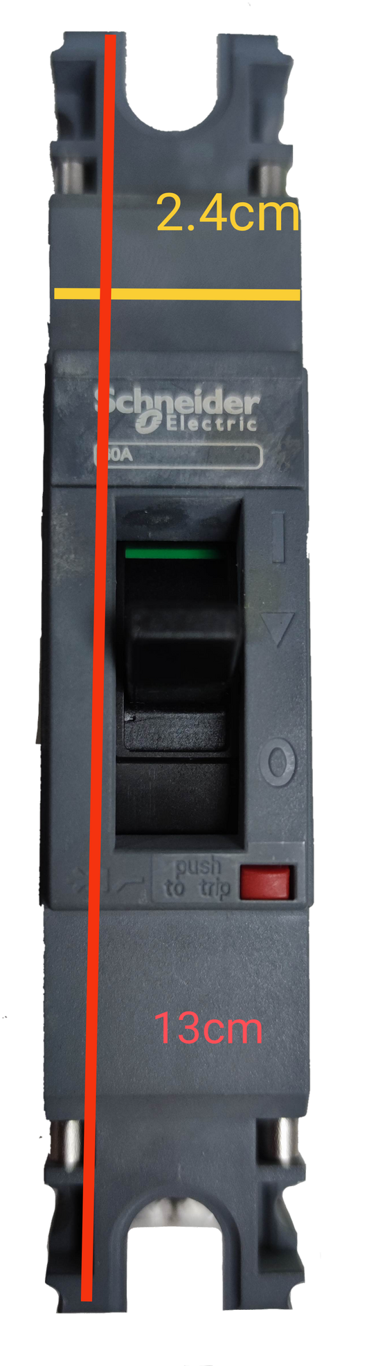 Schneider 30A 1 Pole Industrial Circuit Breaker 25KAIC with black casing and switch lever