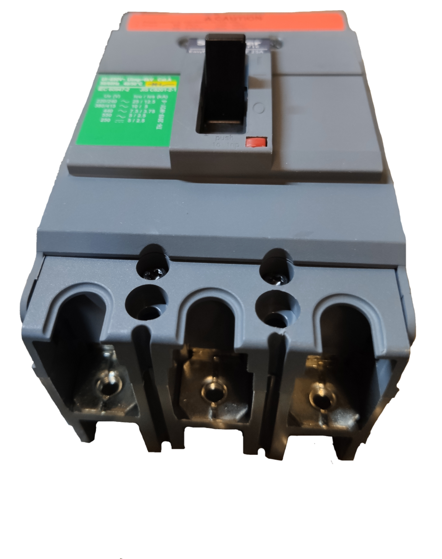 Schneider 60A 3 Pole Industrial Circuit Breaker with gray casing and black switch lever