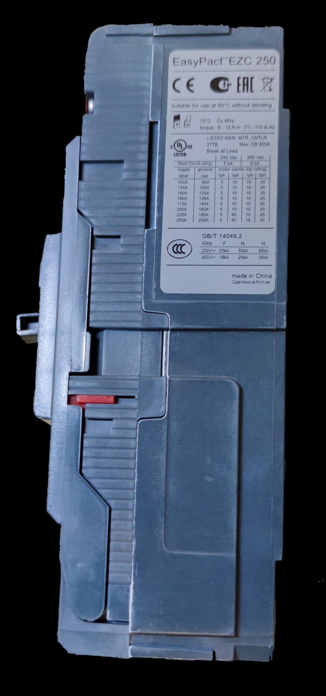 Schneider 200A 3 Pole Industrial Circuit Breaker EasyPact EZC 250 with wiring instructions