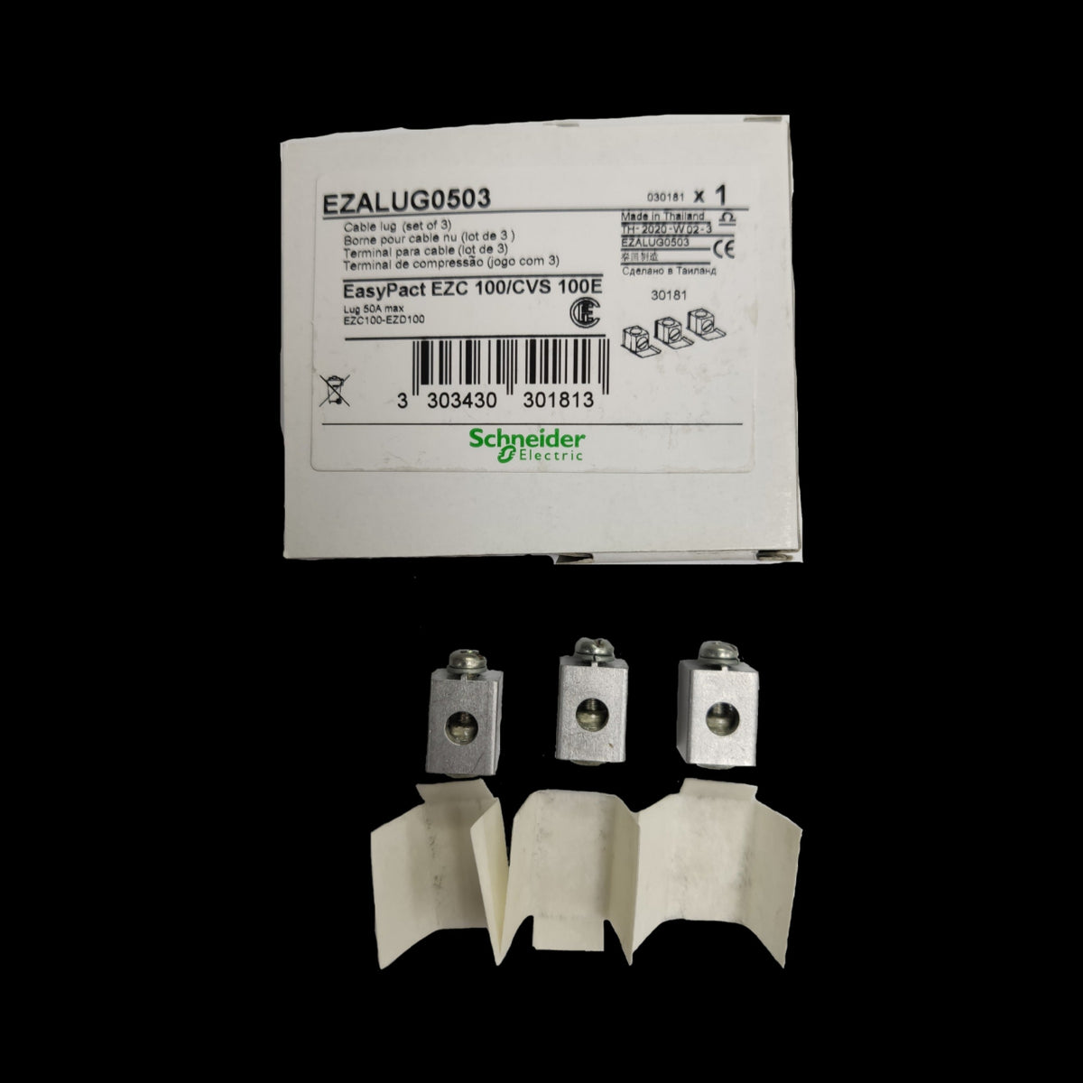 Schneider Mechanical Lugs for 50A EZC Breakers set of three EasyPact EZC 100 CVS 100E electrical parts