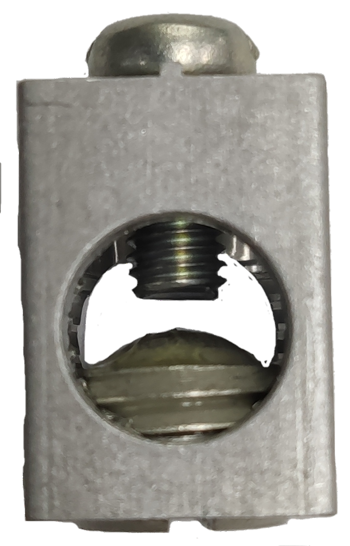 Schneider mechanical lugs for EZC breakers metal connector close-up for electrical circuitry parts