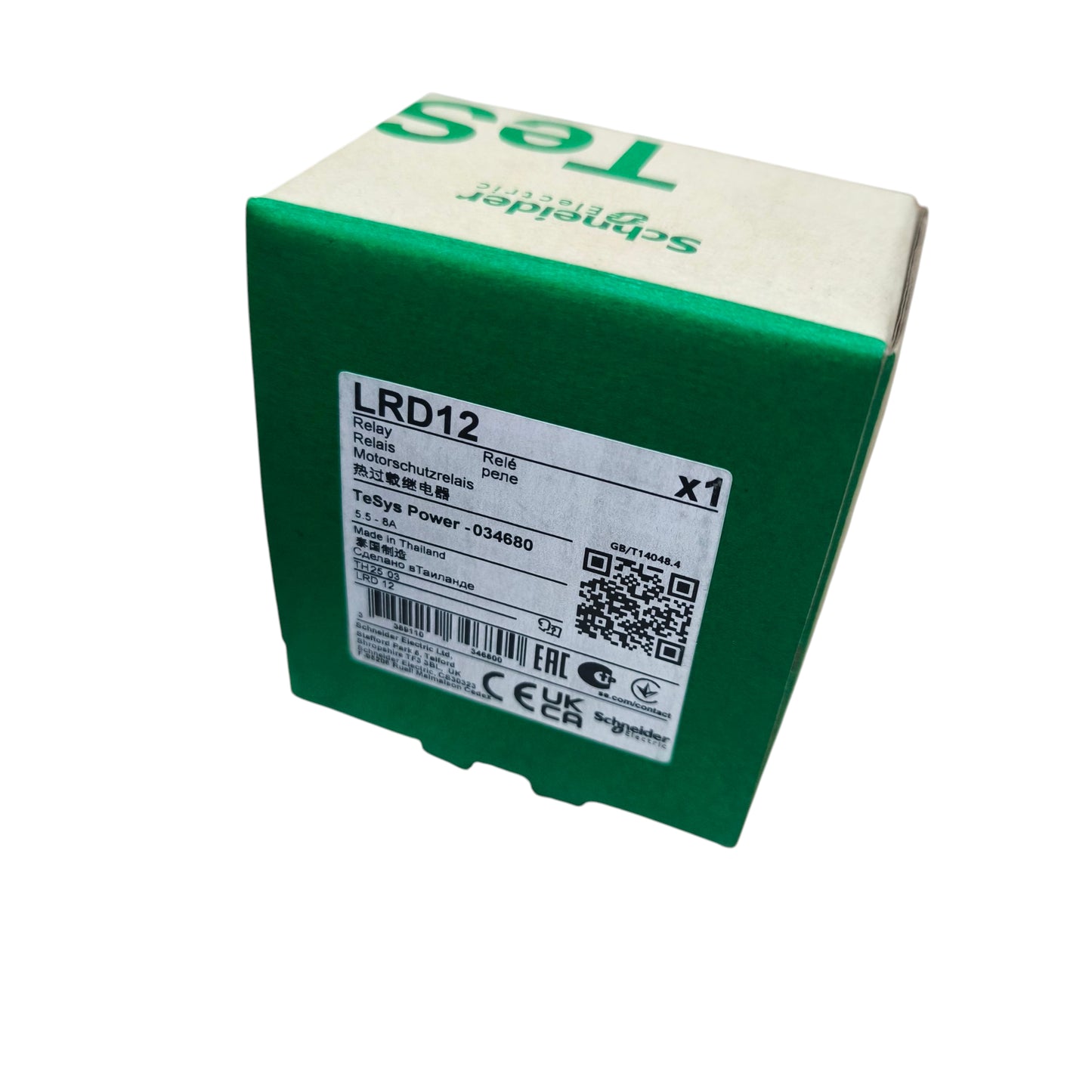 Overload Relay LRD12 Schneider packaging showing product details and specifications