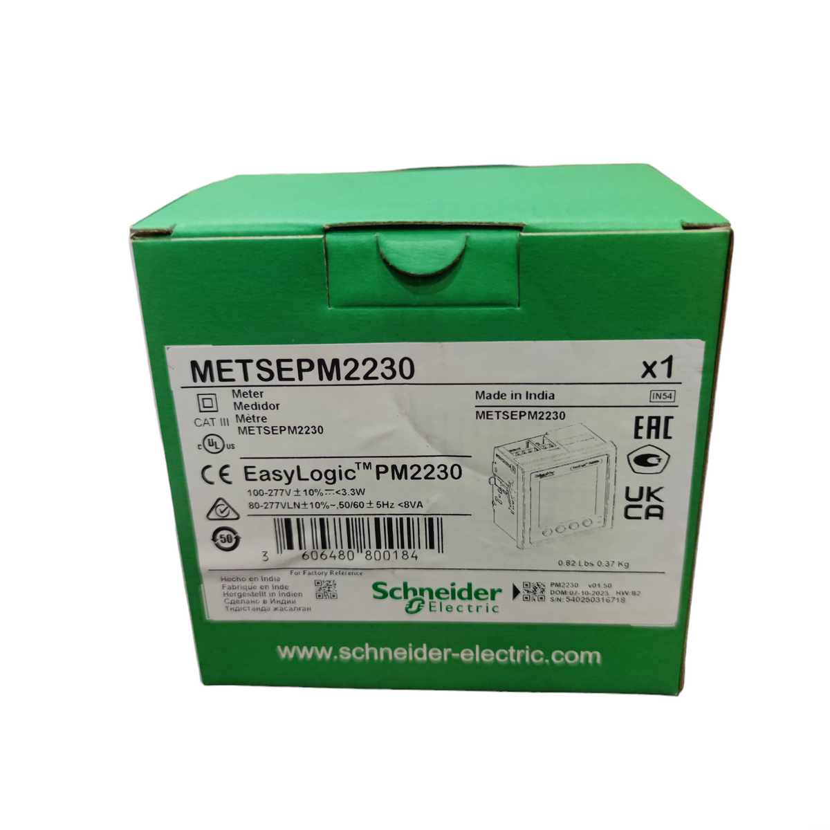 Schneider Power Meter PM2230 Easy Logic green box packaging for electrical trade tools and testers
