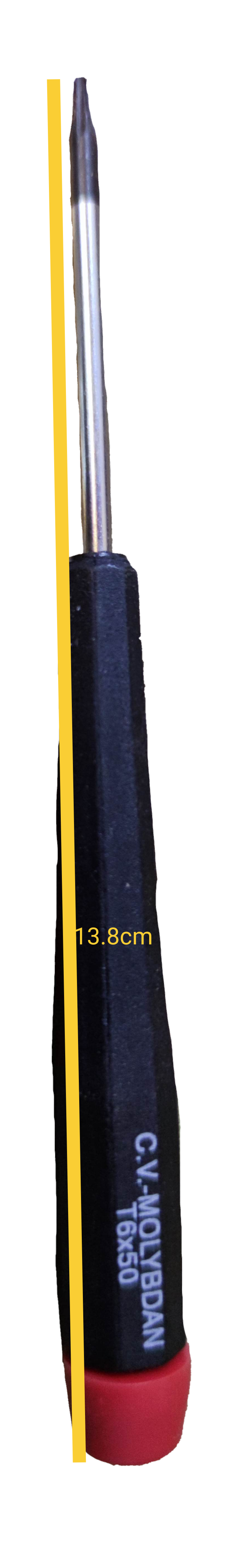 Japan-made Screw Driver T-6 x 50 with black handle and red tip for precision tasks