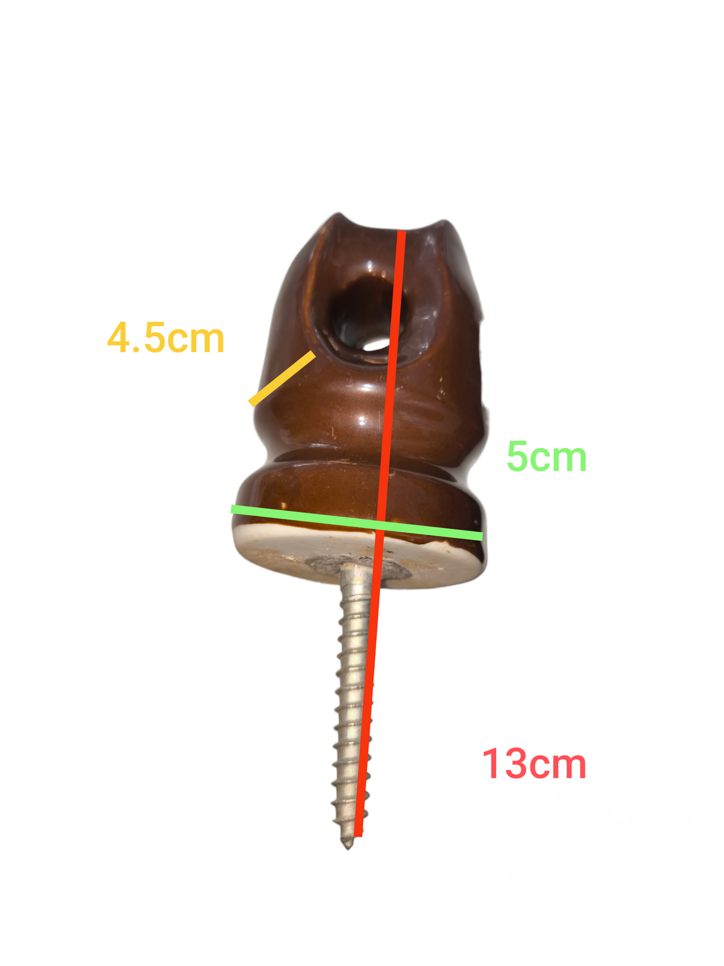 Brown Screw Insulator XL cable management insulator with metal screw and size dimensions