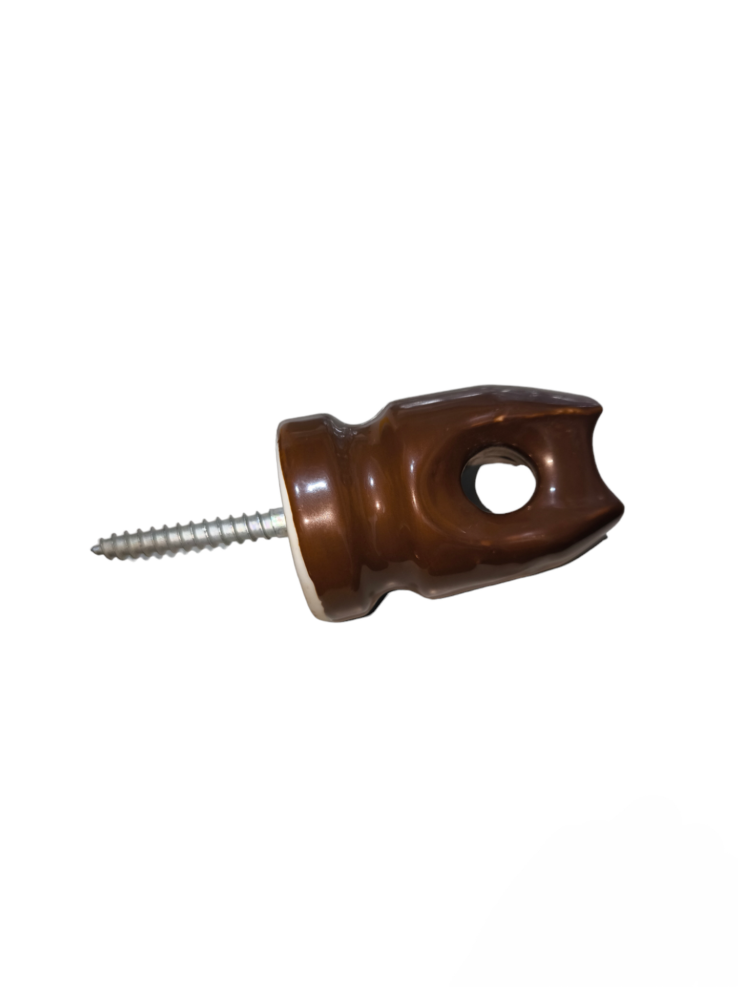 Brown cable management Screw Insulator XL with metal screw for secure wire insulation