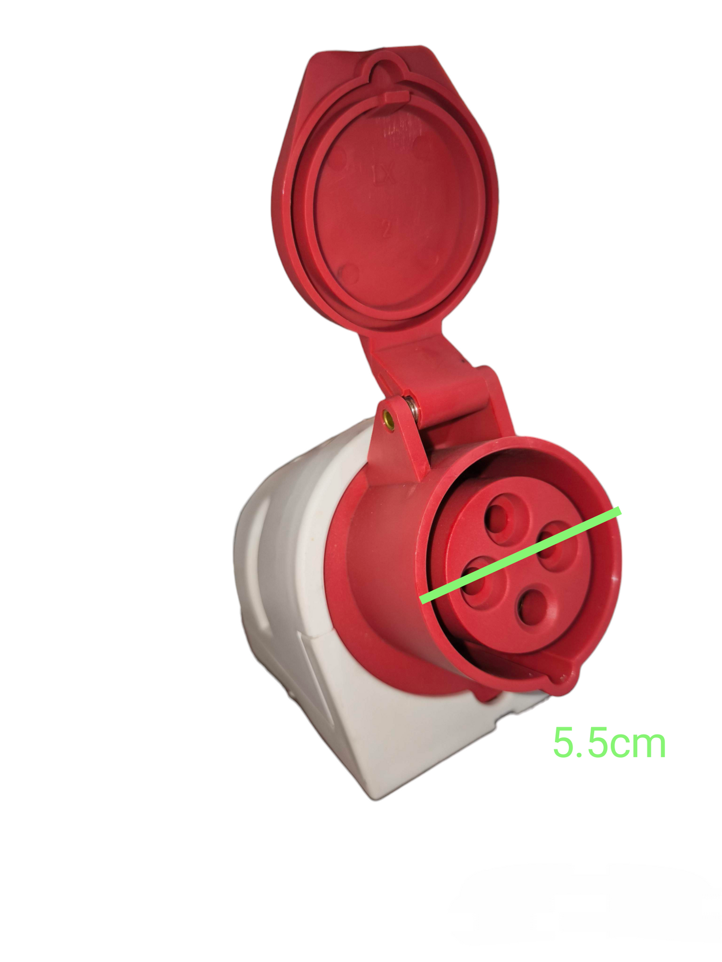 Sassin Industrial Outlet 380V Wall Type angled red and white IP44 wall mounted three pin power socket