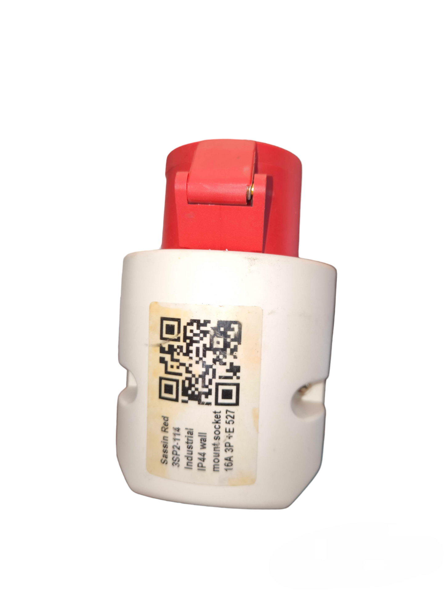 Sassin Industrial Outlet 380V Wall Type red flip cover wall mounted socket with white body and QR label