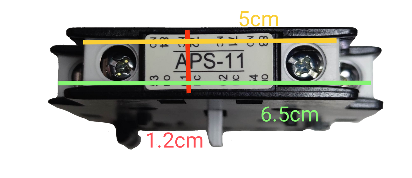 Shihlin Auxiliary Contact 1NO-1NC electrical component with side view showing mounting dimensions