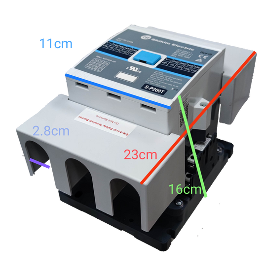 Shihlin Magnetic Contactor 200A 220V with dimensions for power points switches and plugs