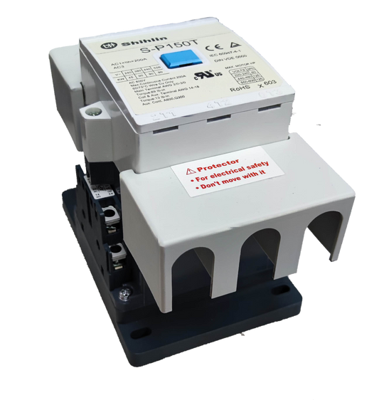 Shihlin magnetic contactor 175A electrical circuitry part with protective cover and blue switch