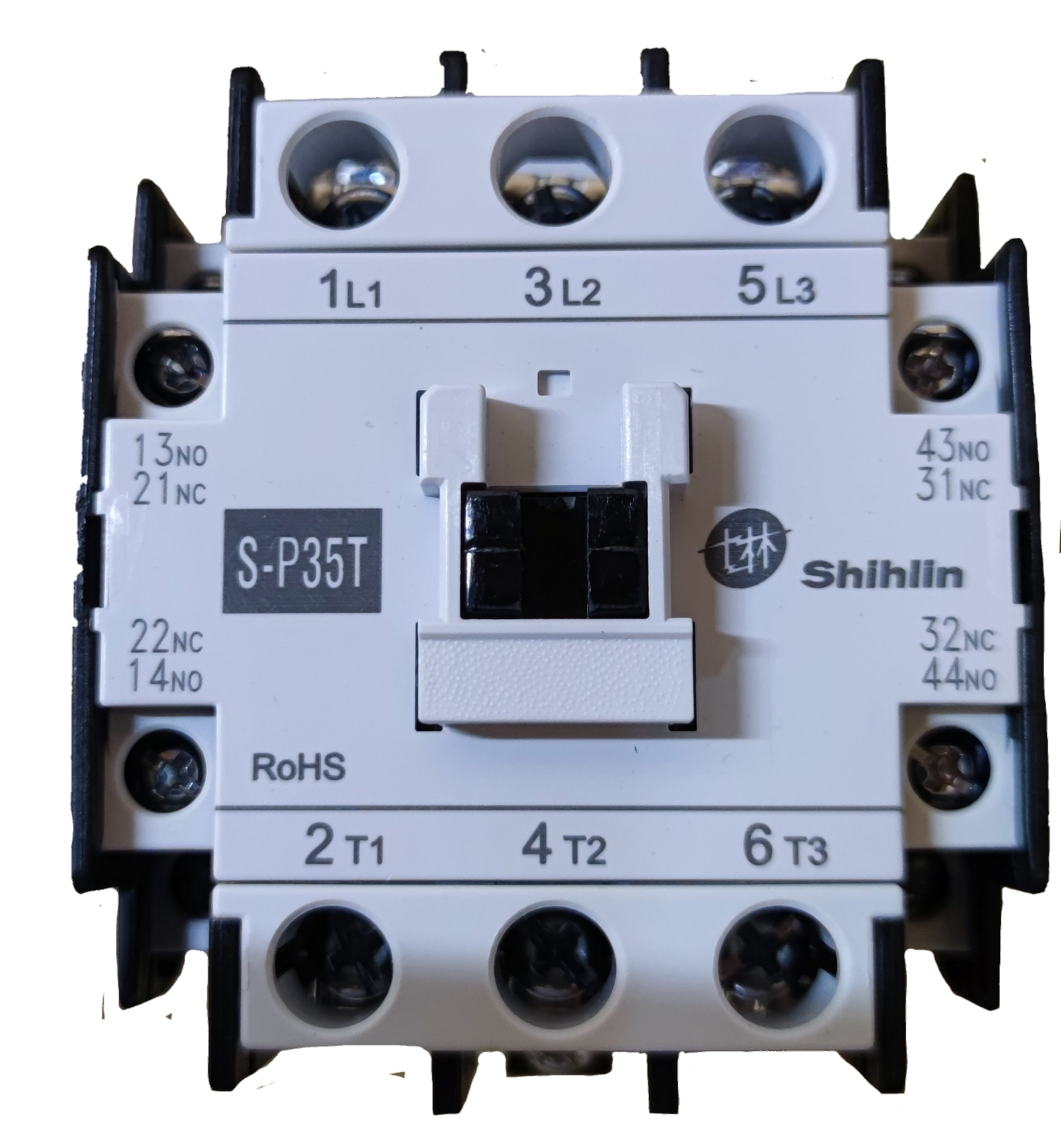 Shihlin Magnetic Contactor 35A 220V electrical circuitry component with labeled terminals and white casing