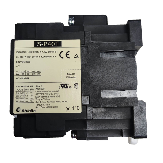 Shihlin Magnetic Contactor 40A 220V black electrical component with technical specifications label
