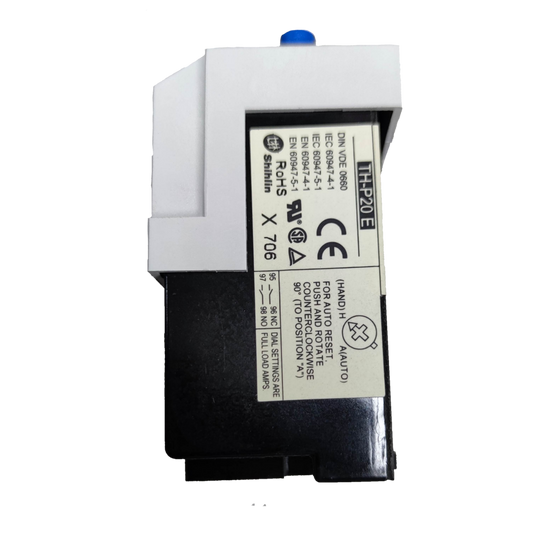 Shihlin Overload Relay 15A electrical circuitry part with white and black casing and label
