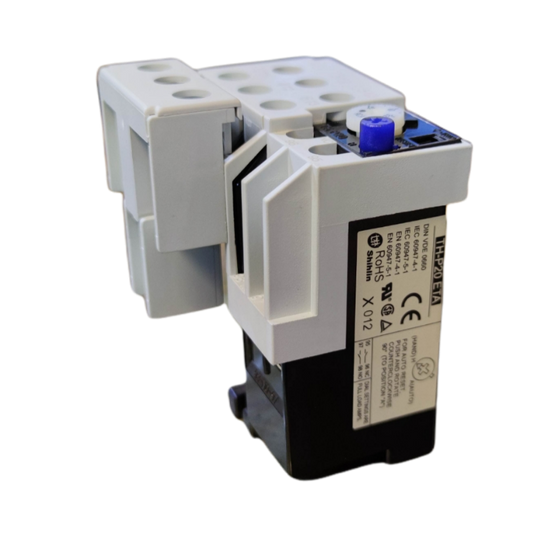 Shihlin Overload Relay 40A electrical component with white and black casing and blue adjustment knob