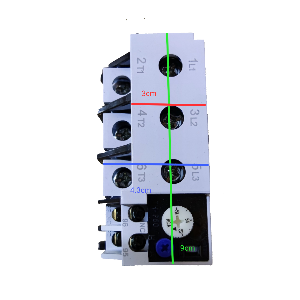 SHIHLIN Overload Relay 54A 43A-65A electrical circuitry component with labeled connection terminals