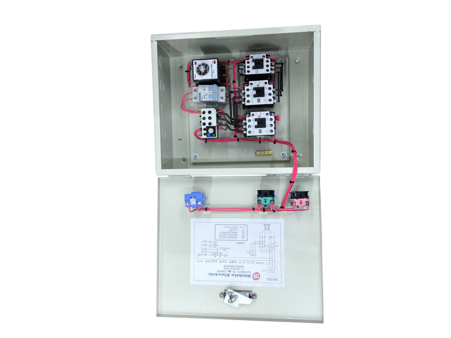 Shihlin electrical panel with Timer 0-30Seconds 5.5KW 220V and wiring inside metal enclosure