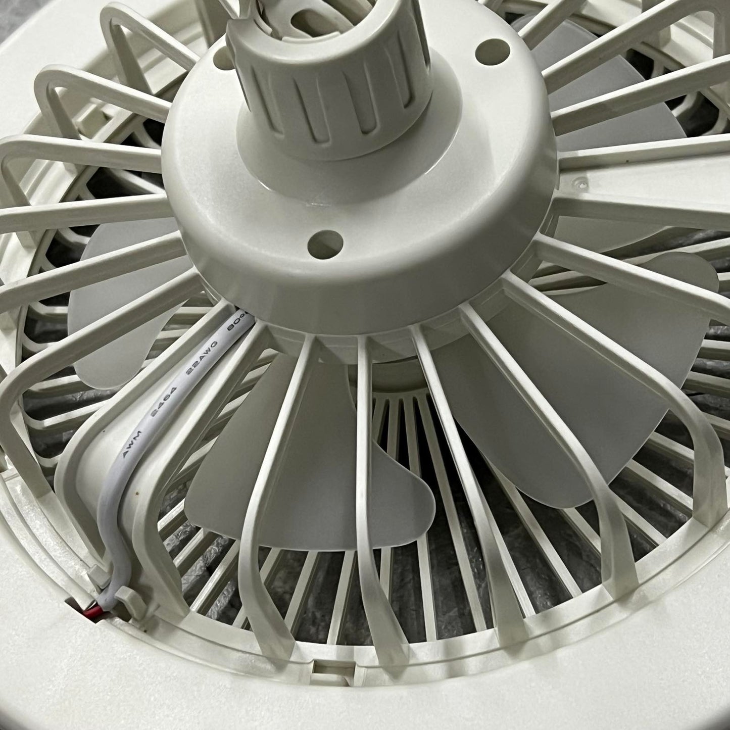 Close-up of Shuta LED Light with Fan and Fragrance Scent showing fan blades and protective grille