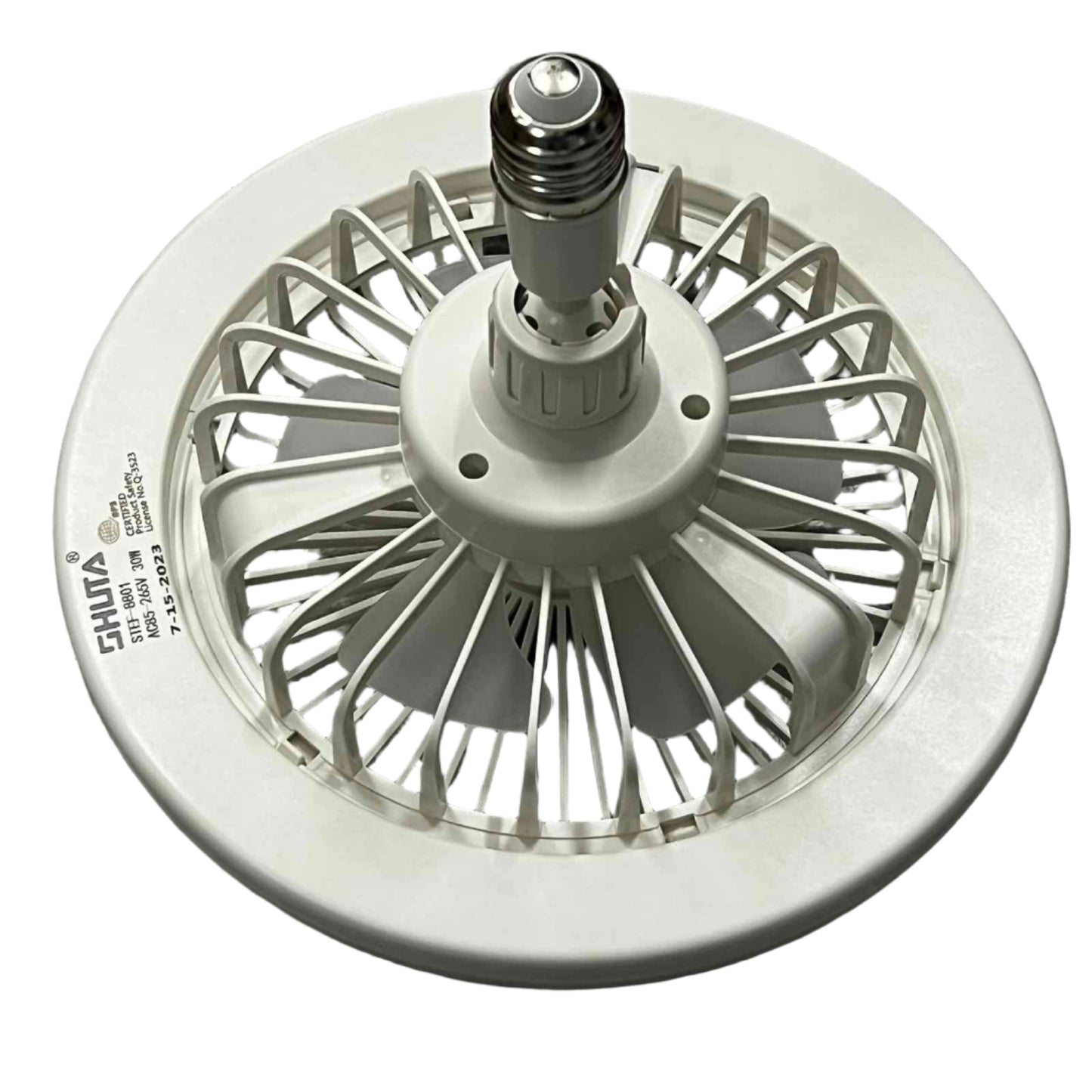 Shuta LED Light with Fan and Fragrance Scent in white featuring a circular design and fan blades