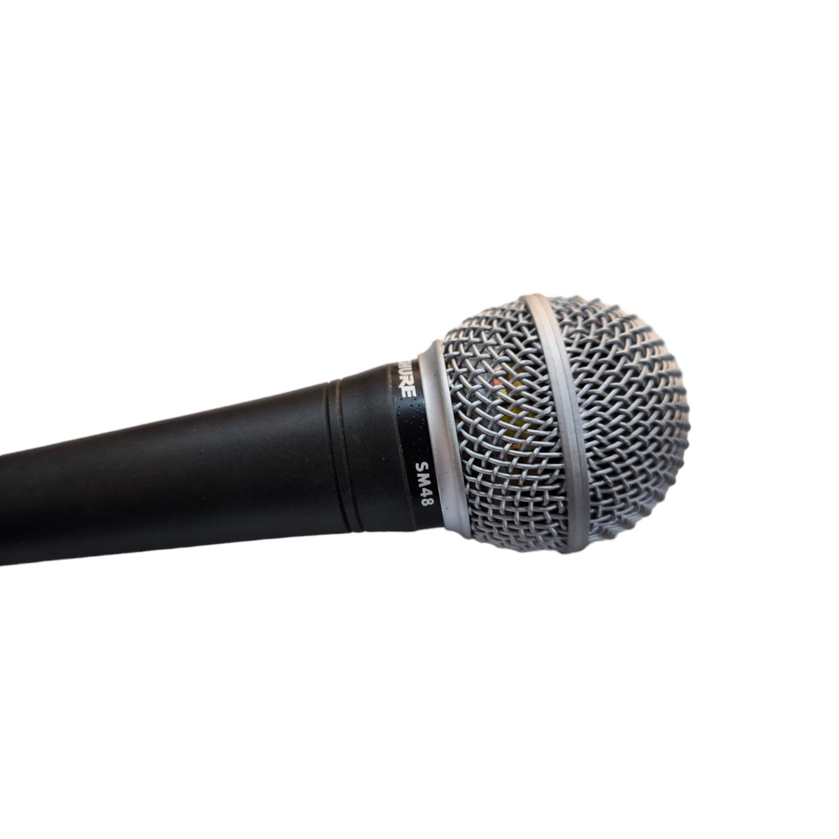 Shure Microphone Condenser with black handle and silver grille for clear audio capture